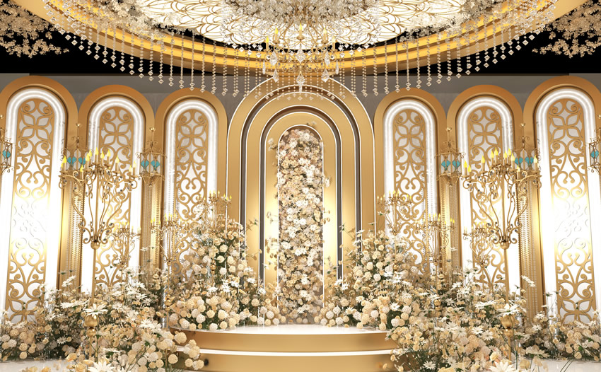 禄劝香槟色调婚礼堂效果展示